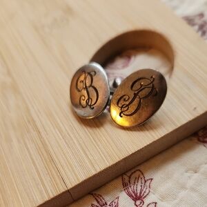 Cufflinks Monogrammed  "B" Sterling Silver Vintage